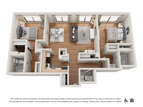 Floor plan for 2 beds, 2.5 baths, 1200 sqft